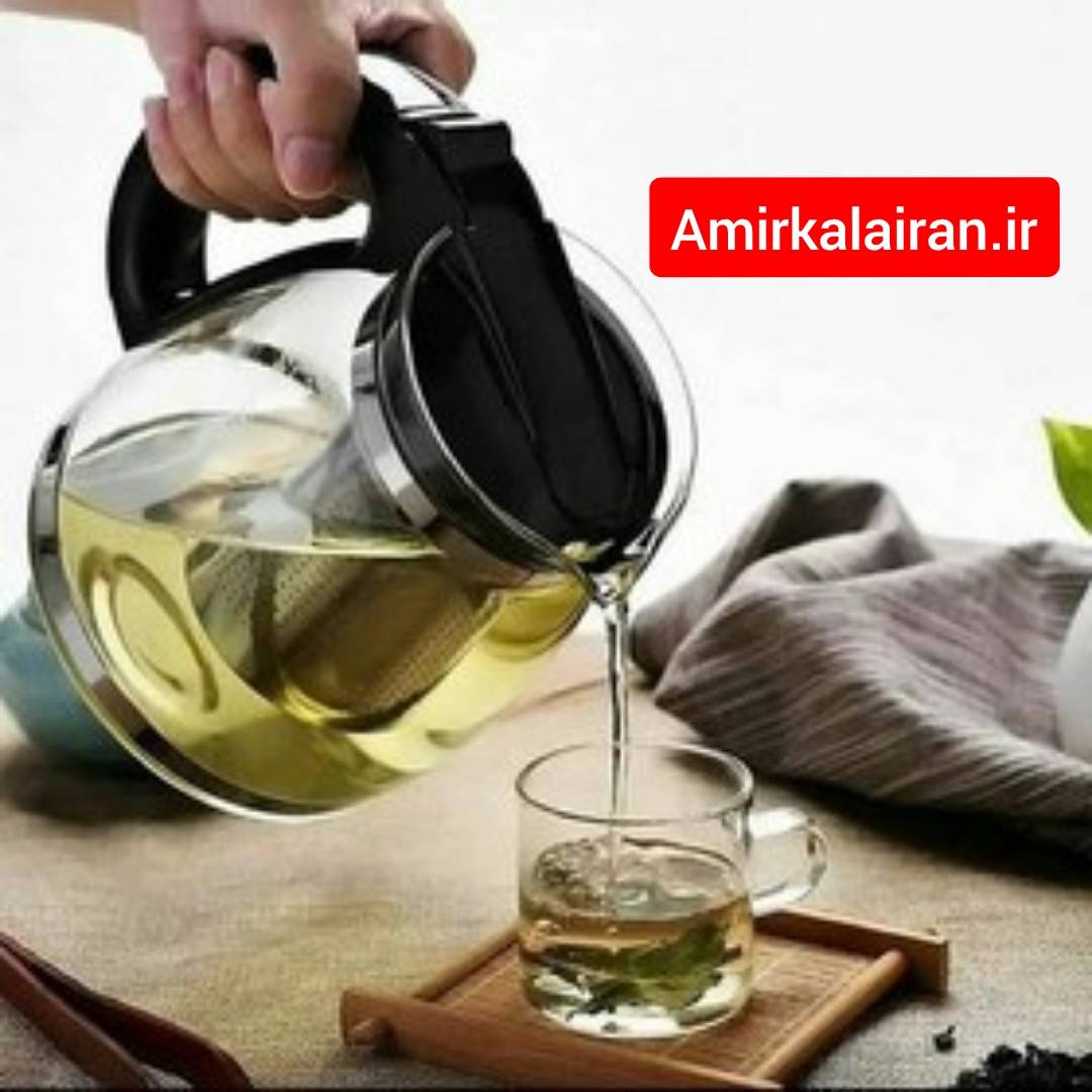 قوری پیرکس صافی فلزی مشکی